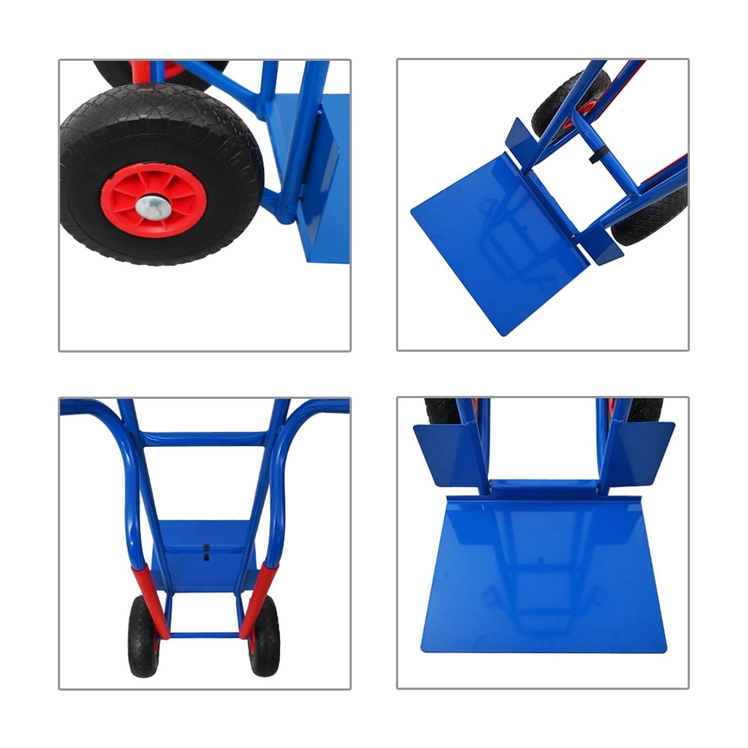 Blaue PROREGAL Sackkarre RAGNAR mit klappbarer XXL Schaufel, Tragkraft 250kg.