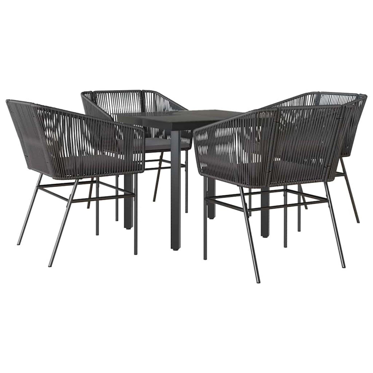 vidaXL 5-Tlg Garten-Essgruppe mit Kissen Schwarz Poly Rattan Glas 3334612 günstig online kaufen