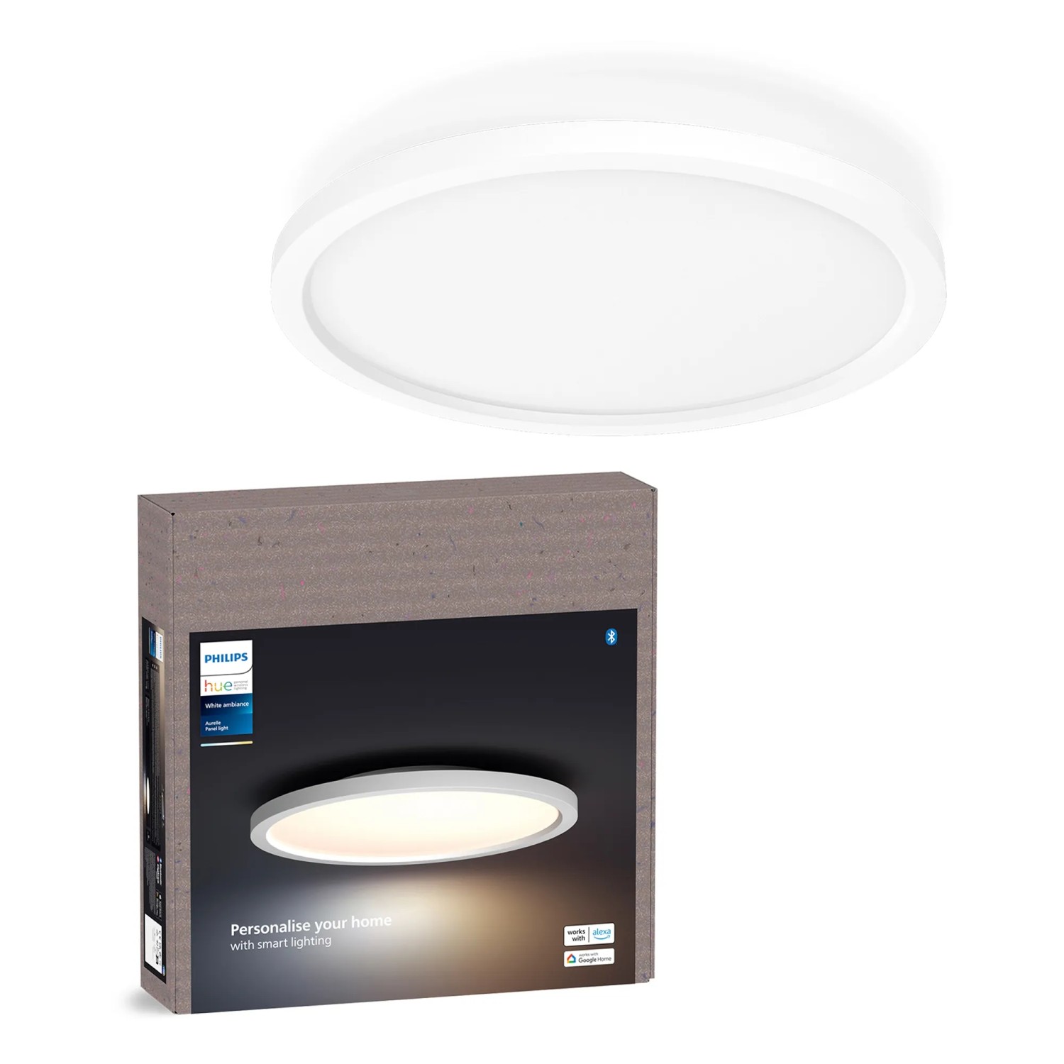 Philips Hue Aurelle LED-Panelleuchte, Ø 39,5 cm, Weiß, mit Verpackung.