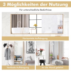 Costway 56x150cm HD Ganzkörperspiegel Zum Aufhängen Anlehnen Gold