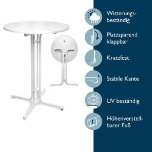 Beautissu Bellini Stehtisch ø 80cm Weiß mit Stella Stehtischhusse ø 80cm Weiß