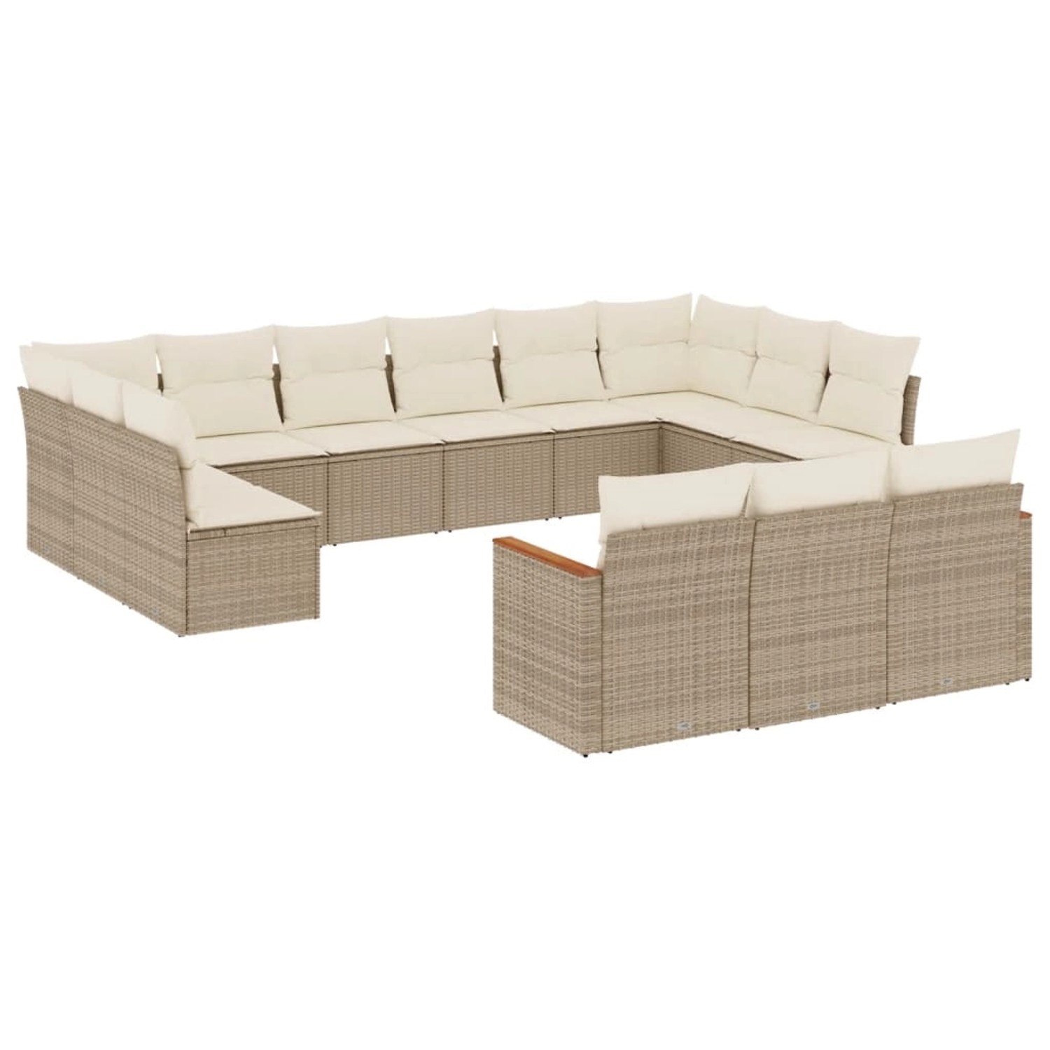 vidaXL 13-Tlg Garten-Sofagarnitur mit Kissen Beige Poly Rattan 3226457 günstig online kaufen