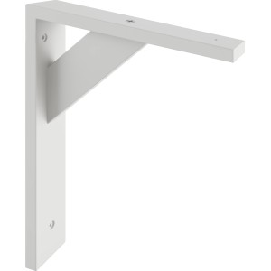 Weiße Holzkonsole, 25x20 cm, zur Befestigung von Regalböden.