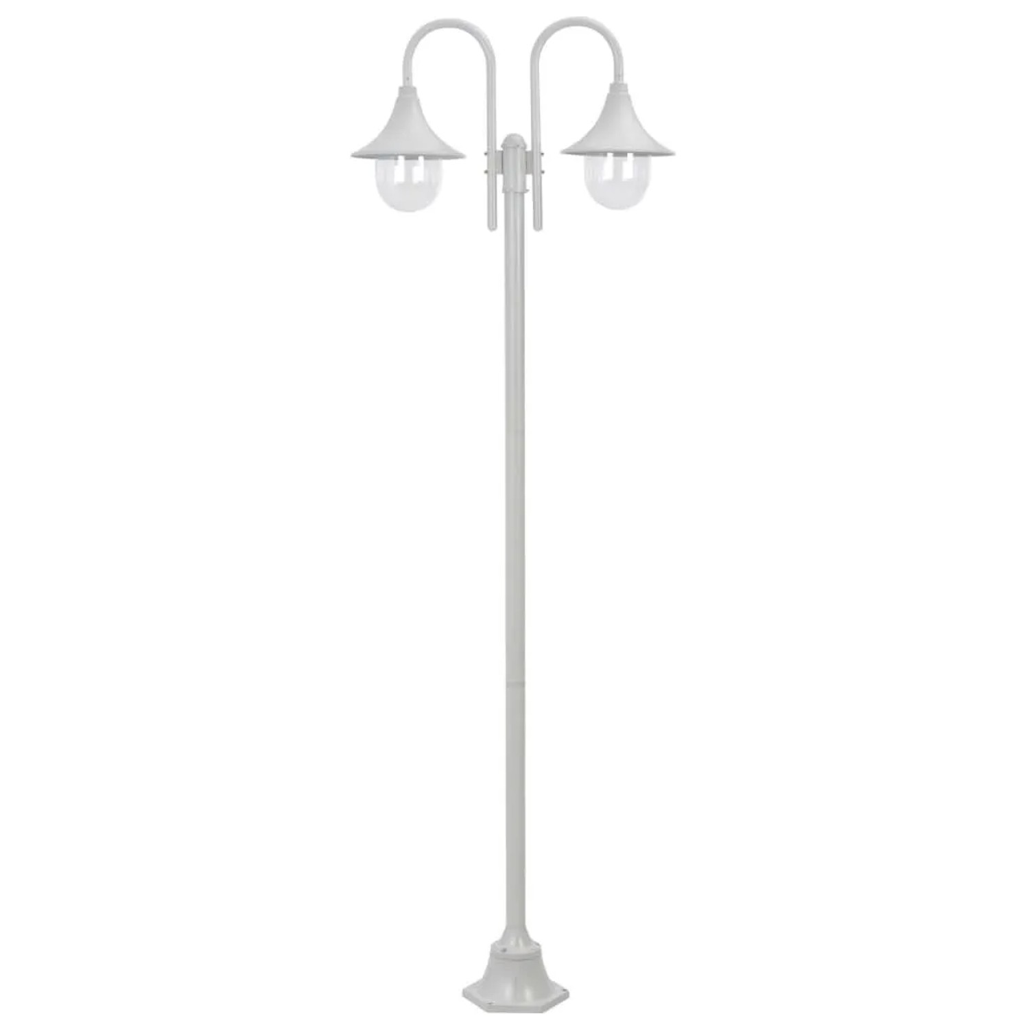 vidaXL Garten-Pollerleuchte E27 220 cm Aluminium 2-Laterne Weiß 44208