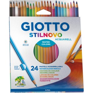Giotto Stilnovo Acquarell, 24 wasservermalbare Farbstifte in verschiedenen Farben.