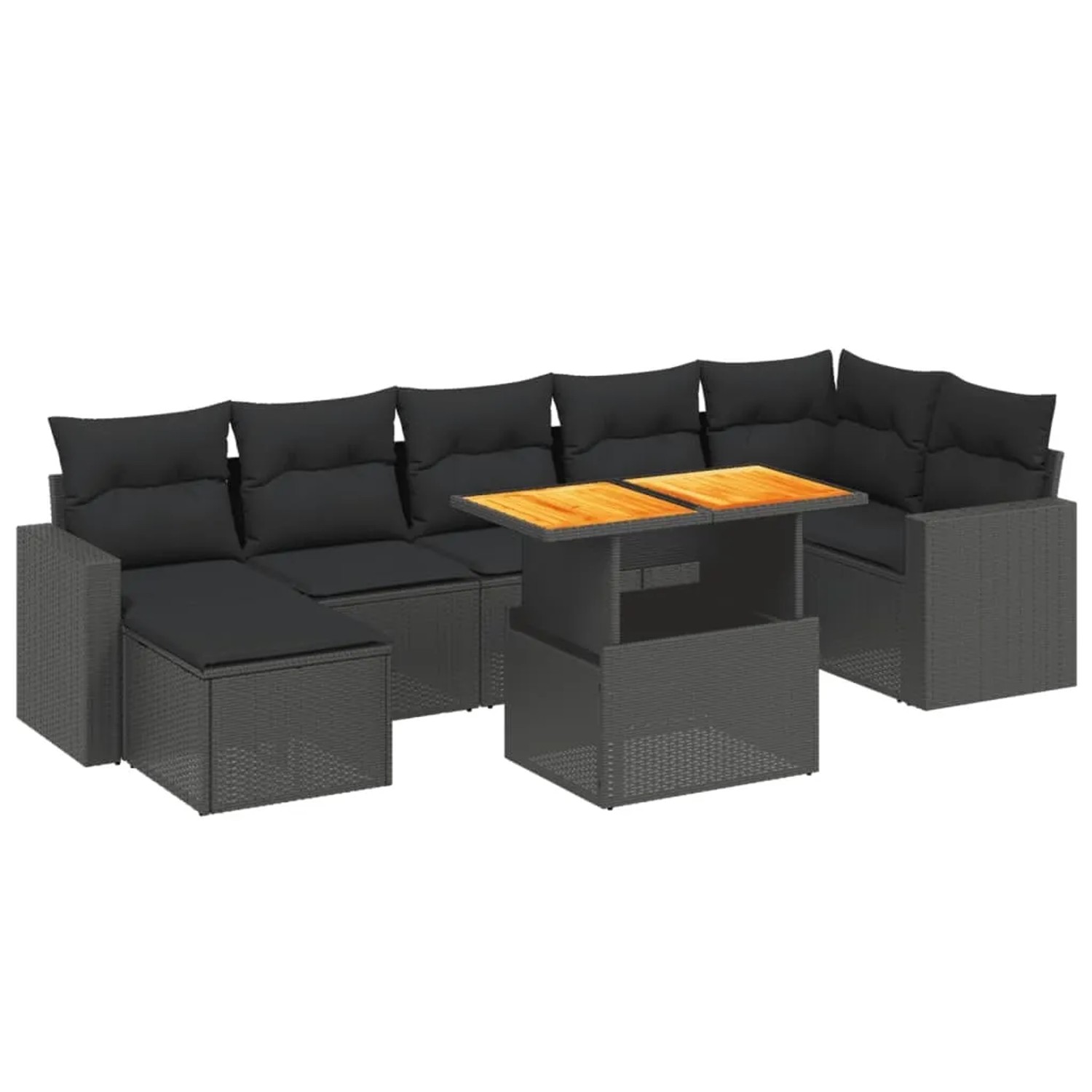 vidaXL 8-Tlg Garten-Sofagarnitur mit Kissen Schwarz Poly Rattan 3275596 günstig online kaufen