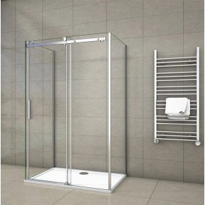 U-förmige Duschkabine 120x90x90 cm mit Schiebetür aus 8mm NANO Glas.