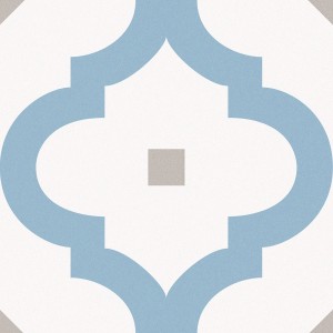 Bodenfliese Barcelona, Feinsteinzeug, matt glasiert, blau-weißes Muster, 25x25 cm.