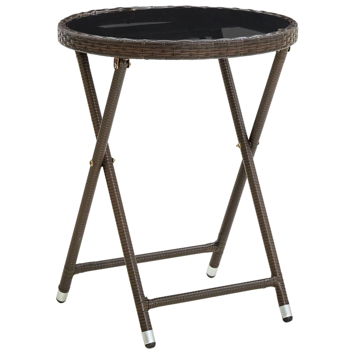 vidaXL Beistelltisch Braun 60 cm Poly Rattan und Hartglas 310560 günstig online kaufen