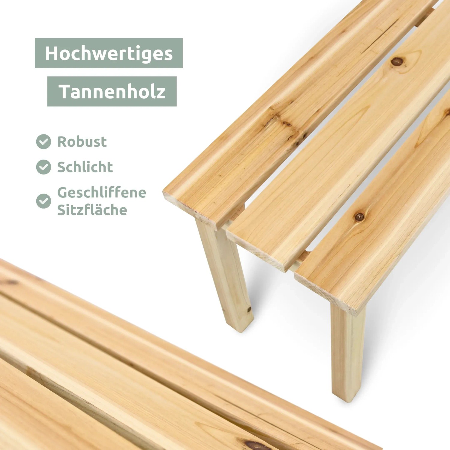 Holz4home Gartenbank aus Tannenholz, naturbelassene Holzbank für den Garten.