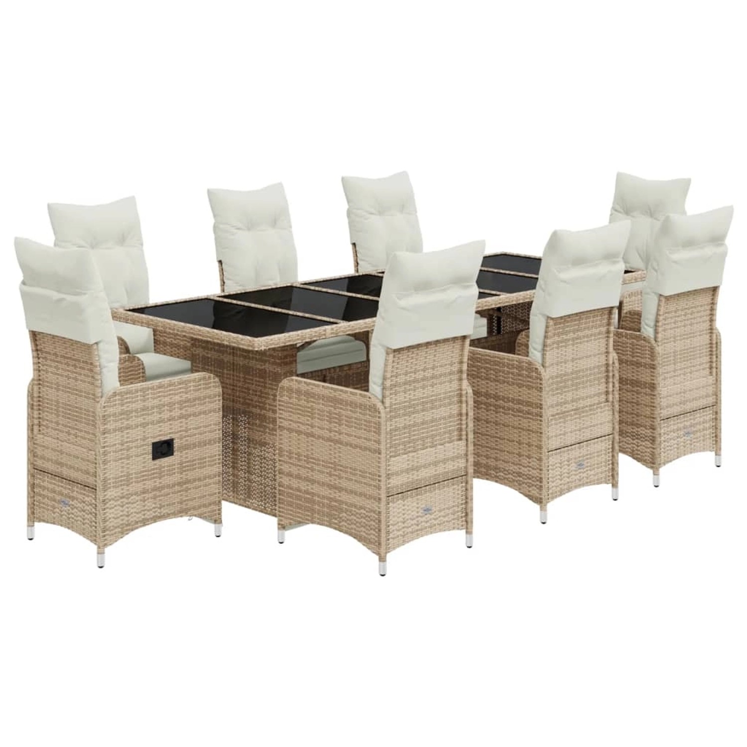 vidaXL 9-tlg Garten-Bistro-Set mit Kissen Beige Poly Rattan Modell 8 günstig online kaufen