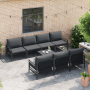 Anthrazitfarbenes 8-teiliges Garten-Sofa-Set mit Stahlrahmen und Gewebekissen.