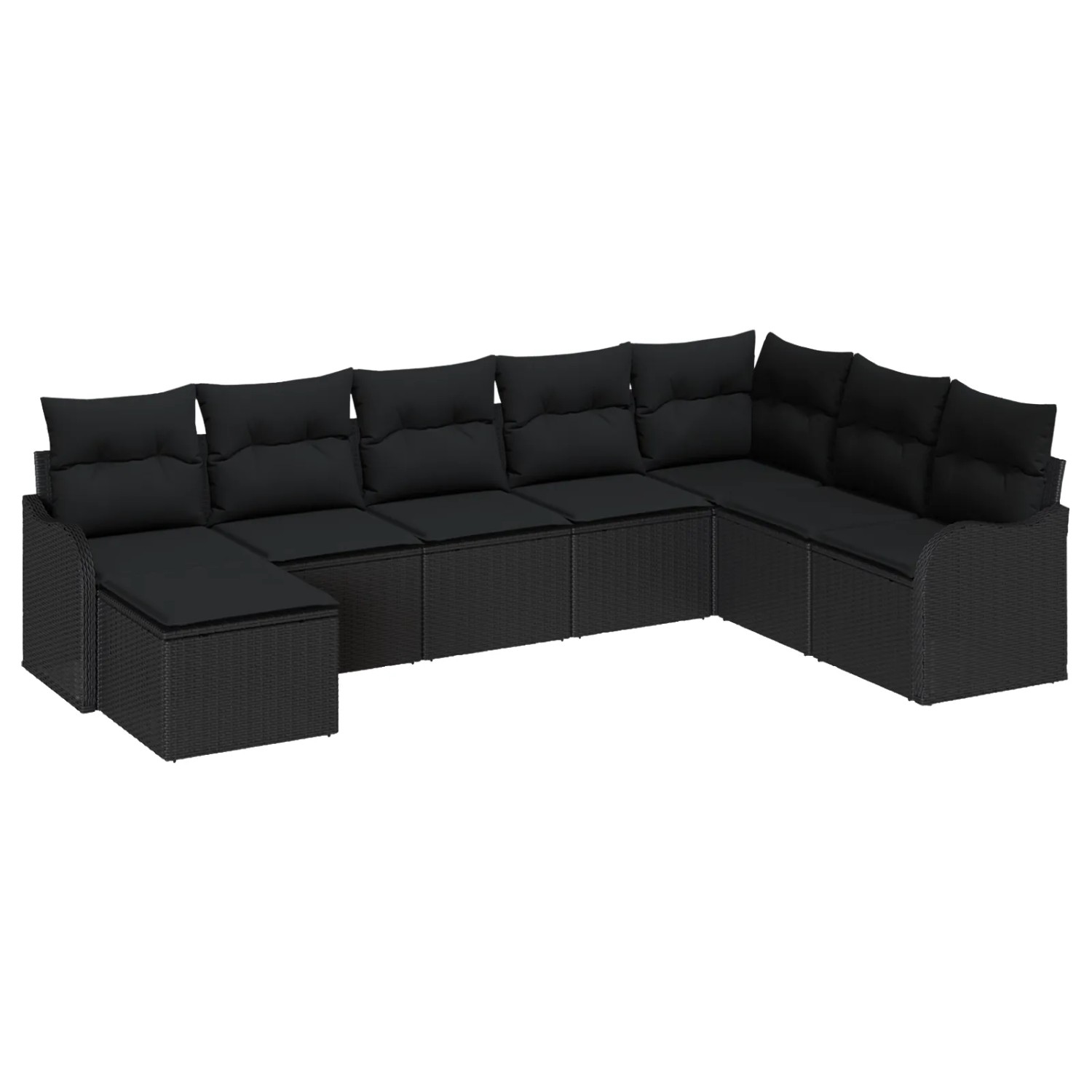 Thumbnail - vidaXL 8-Teiliges Garten-Sofa-Set mit Kissen in Schwarz aus Poly Rattan 3354492