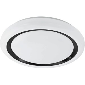 Moderne LED Deckenleuchte Capasso, weiß mit schwarzem Ring, 19,5W für Wohnräume.