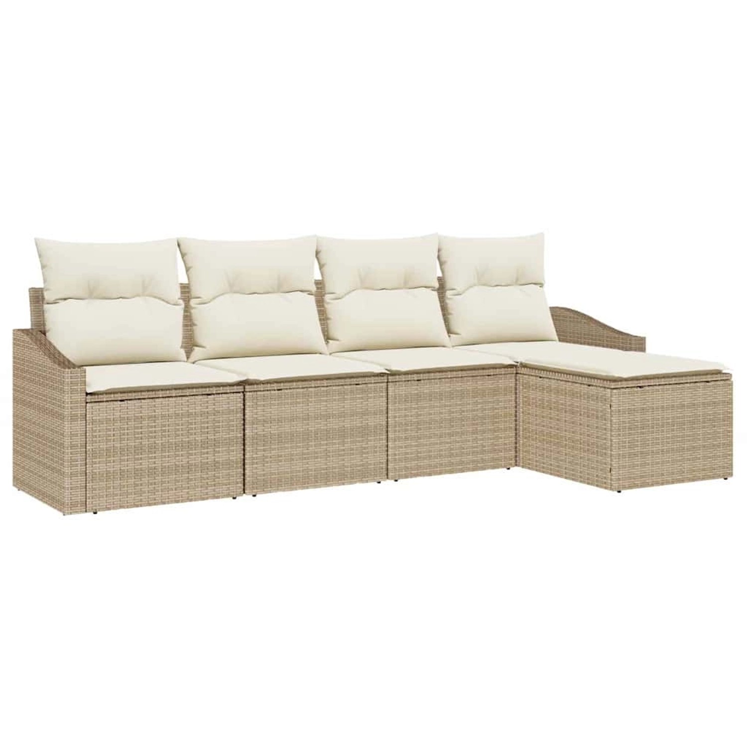 vidaXL Garten-Sofa-Set 5-Tlg Beige Poly Rattan 3346681 günstig online kaufen