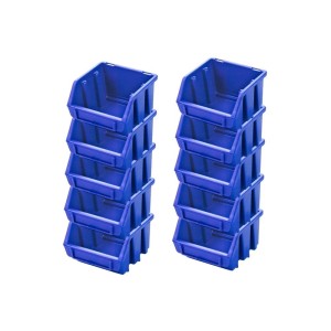PROREGAL SuperSparSet: 10 blaue Sichtlagerboxen aus Polypropylen, 7,5x11,6x11,2 cm, stapelbar.