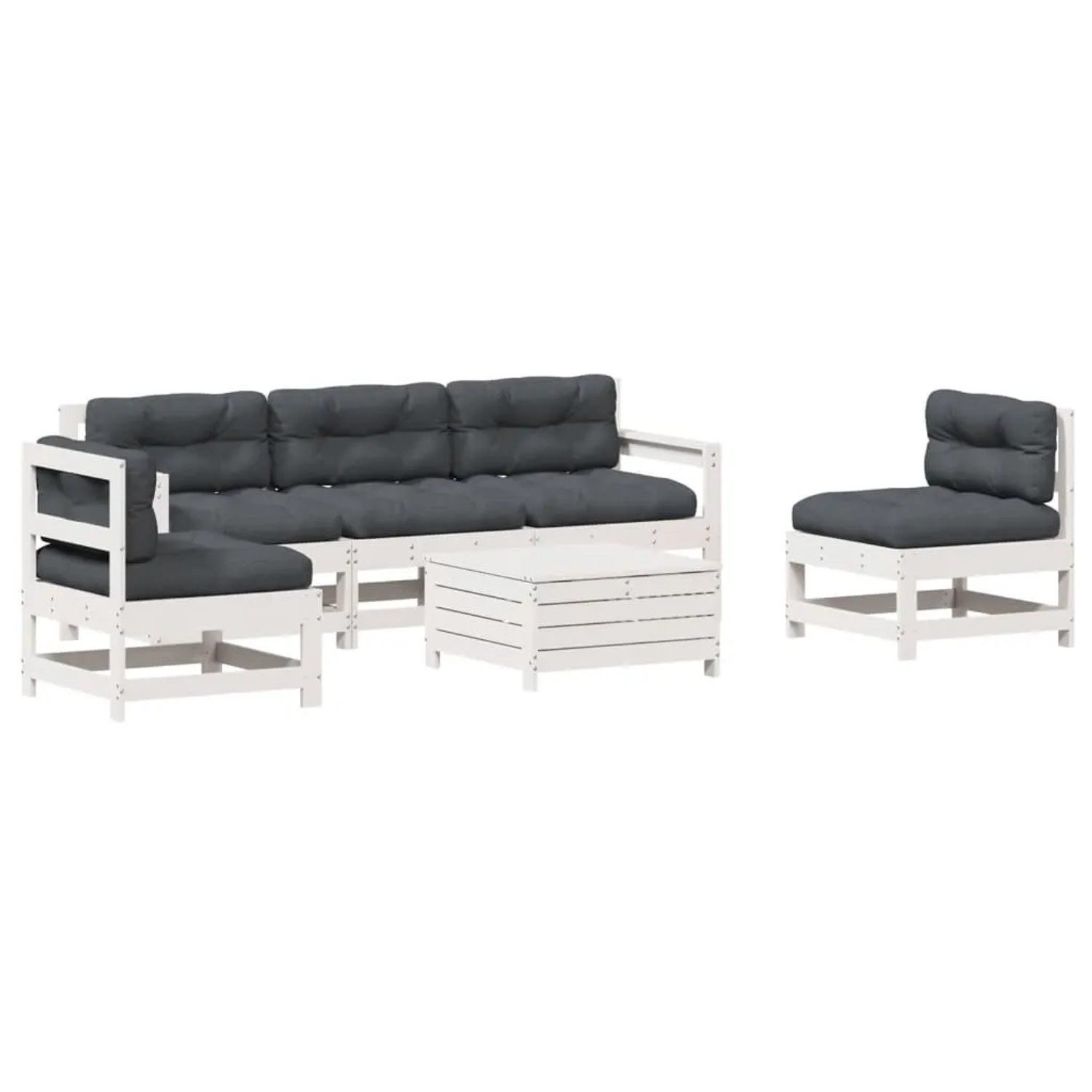 vidaXL 6-Tlg Garten-Lounge-Set mit Kissen Weiß Massivholz Kiefer 3250741 günstig online kaufen