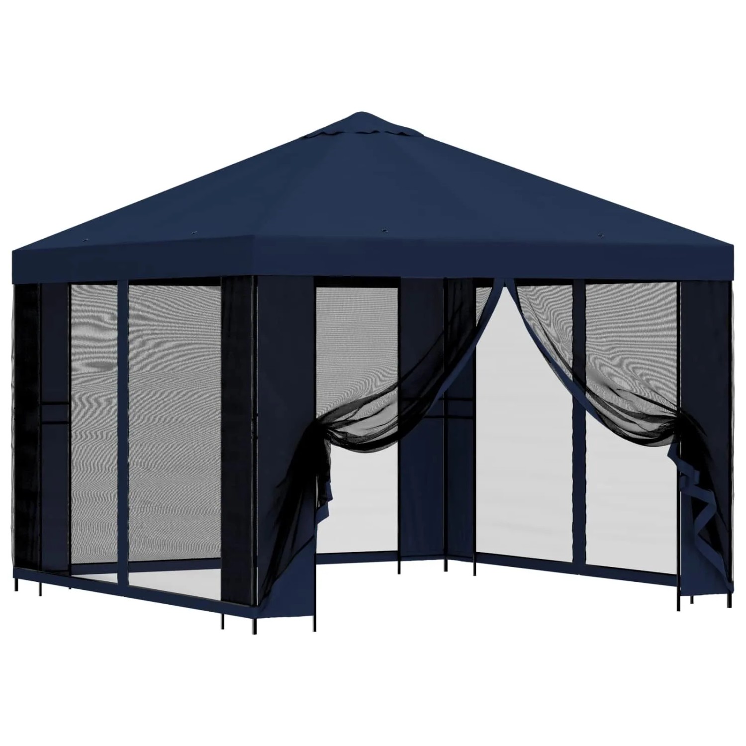 vidaXL Garten Pavillon mit Seitenwänden 3 x 3 m Blau 900367