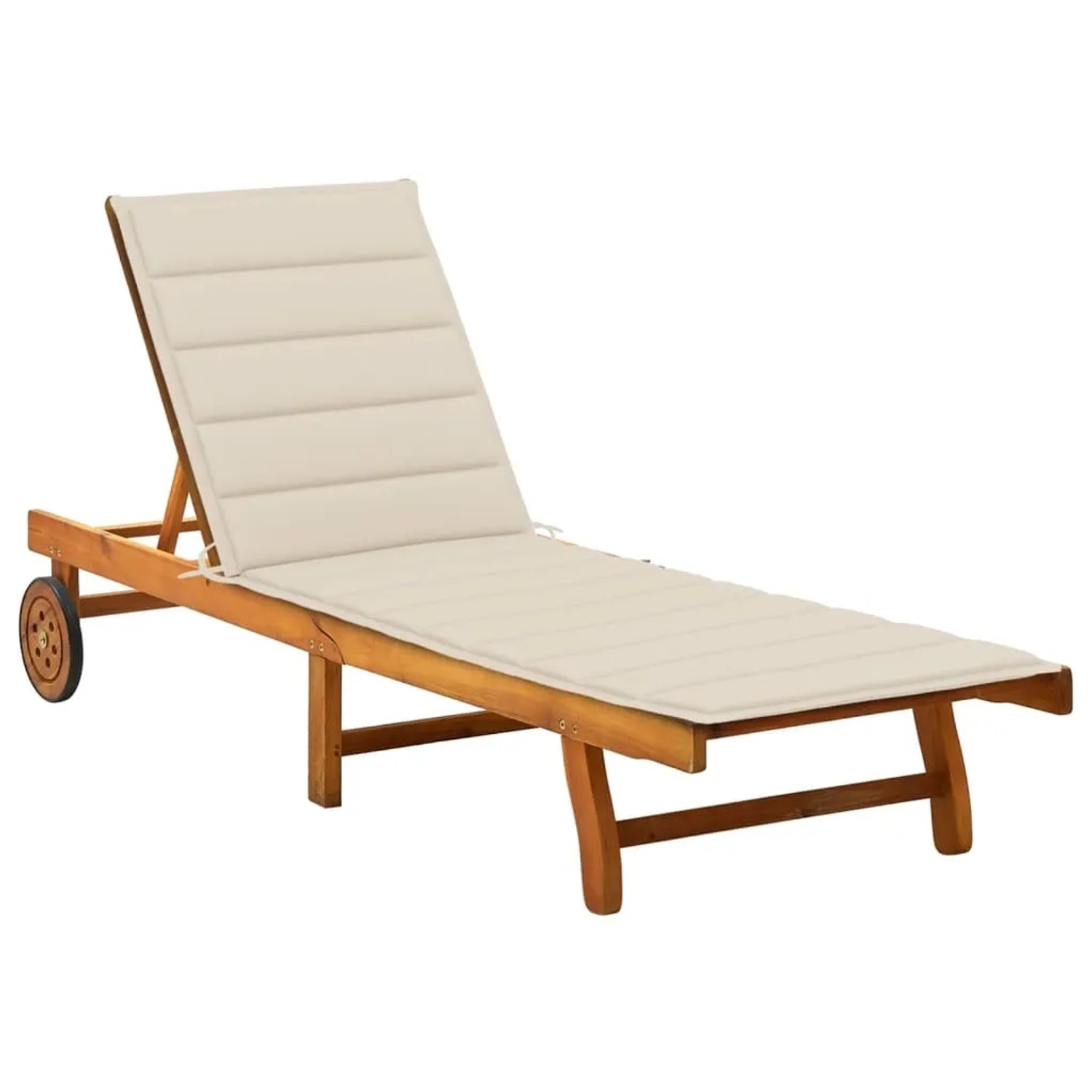 vidaXL Sonnenliege mit Auflage Beige Akazie Massivholz