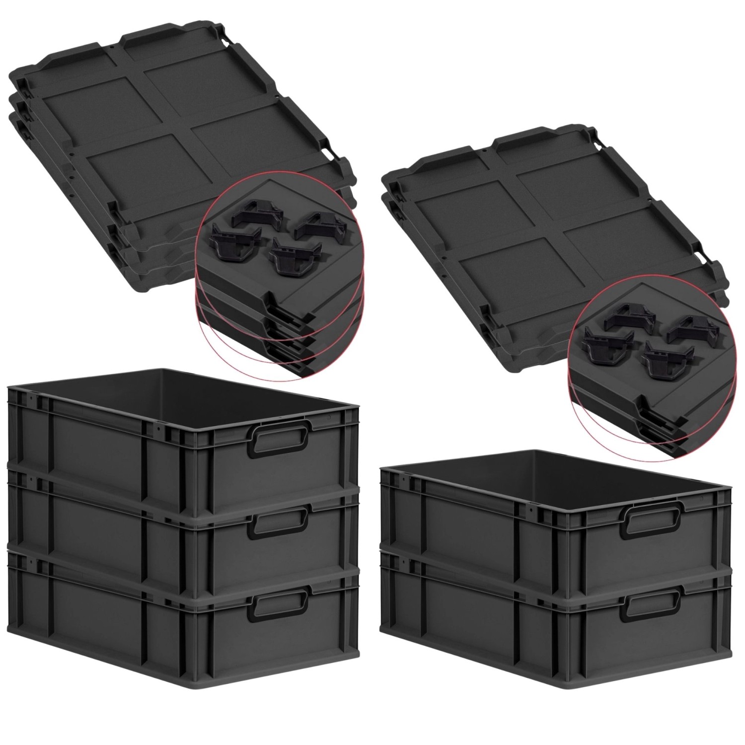 PROREGAL SuperSparSet 5x Eurobox Nextgen Color Mit Auflagedeckel HxBxT 17x4 günstig online kaufen