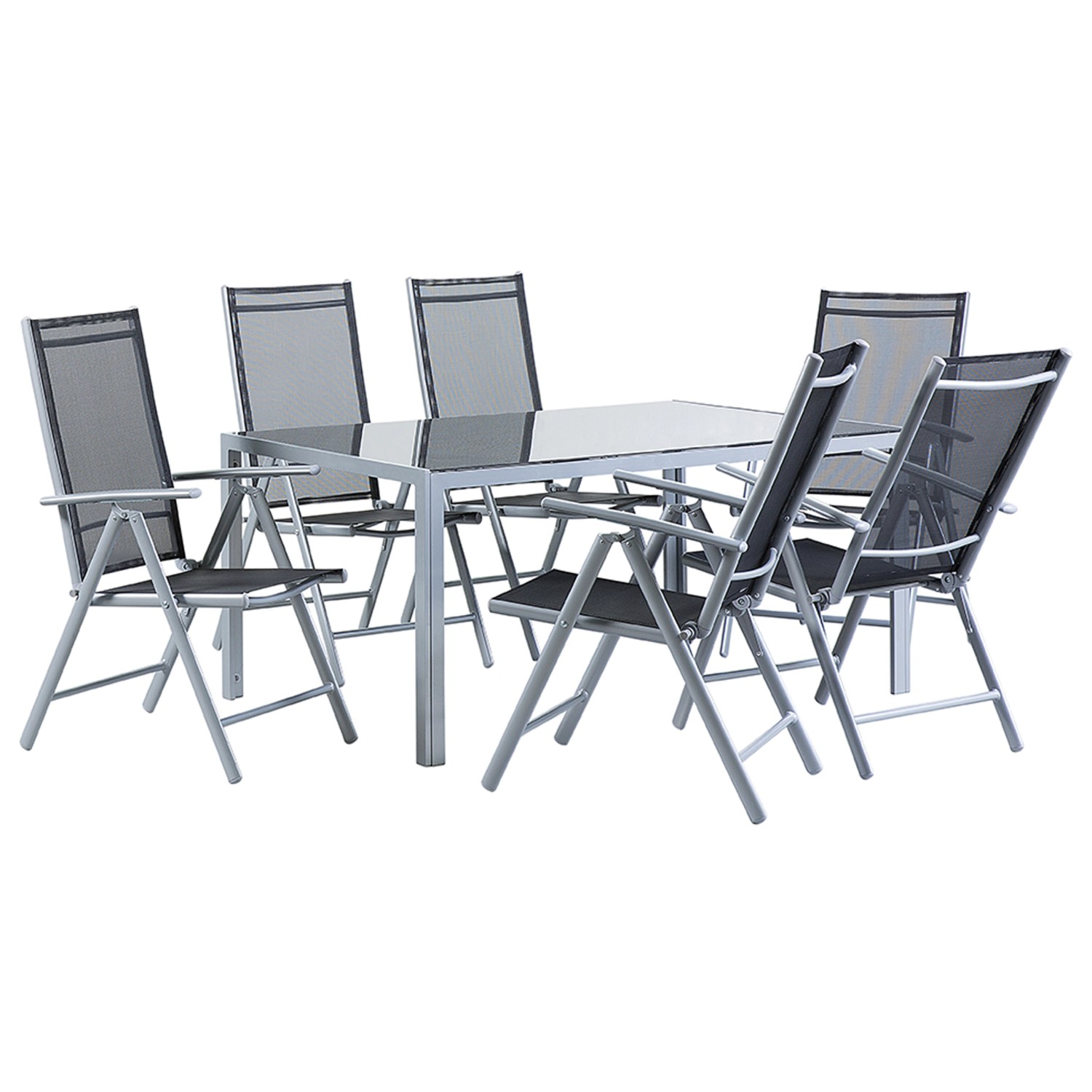 Beliani Gartentisch Set CATANIA Schwarz Silber 91x160x103 günstig online kaufen