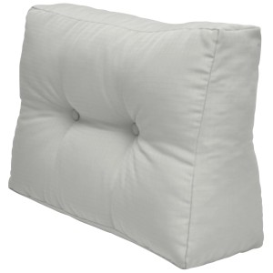 Beautissu ECO Elements Palettenkissen, Seitenkissen 60x40x20cm, hellgrau, mit Zierknöpfen.