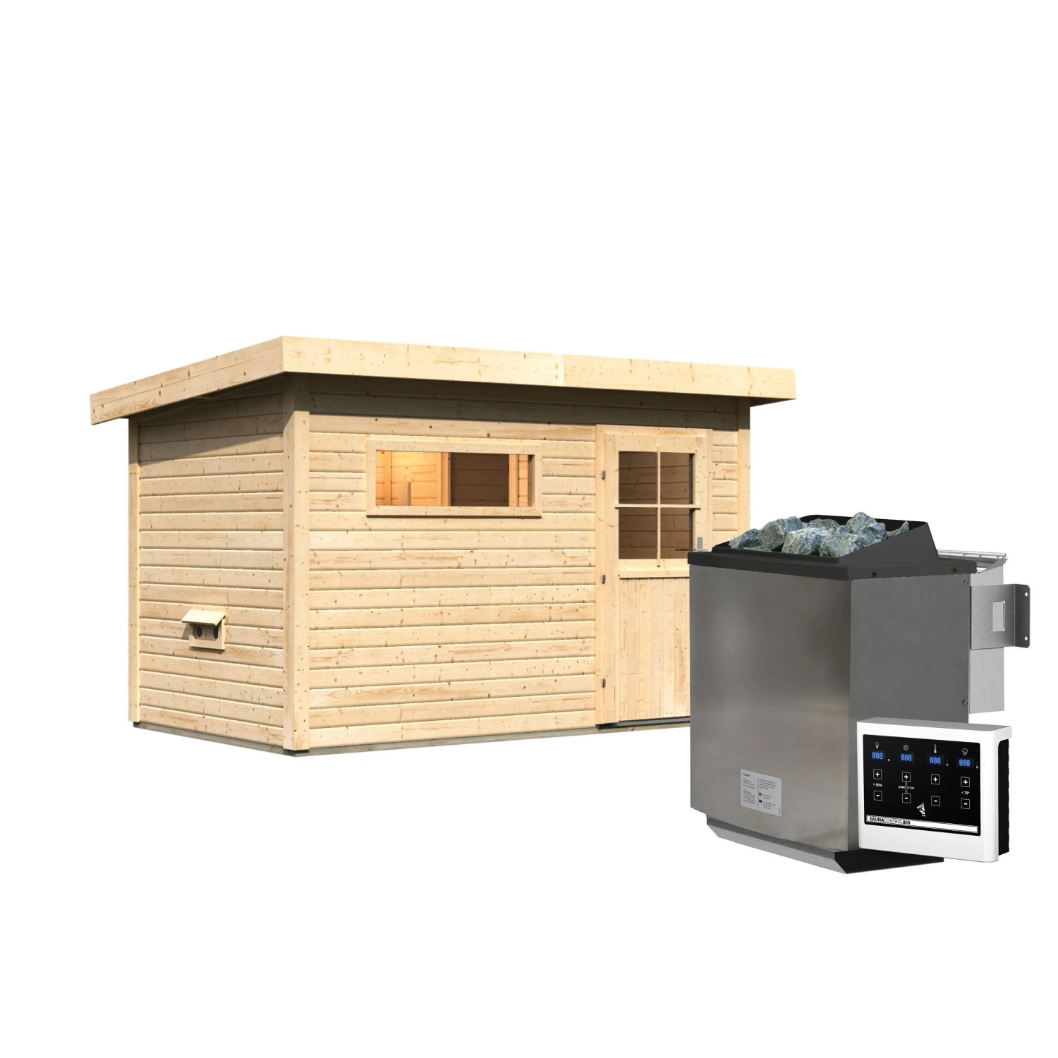 Chillroi Saunahaus Ondo 1 Premium SET Naturbelassen mit Bio Ofen 9kW Inklus günstig online kaufen