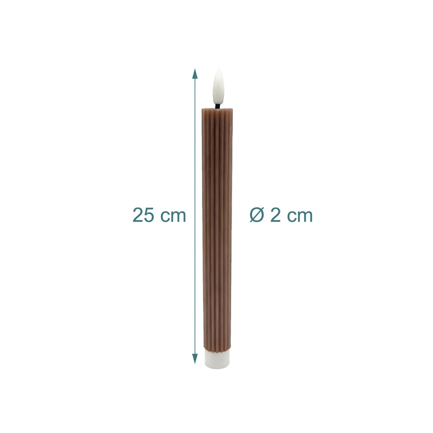 Relaxdays LED Stabkerze, 4er Set, Kaffeebraun, 25 cm, mit Timer