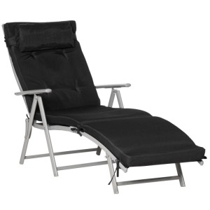 Outsunny Sonnenliege Gartenliege Verstellbar Schwarz