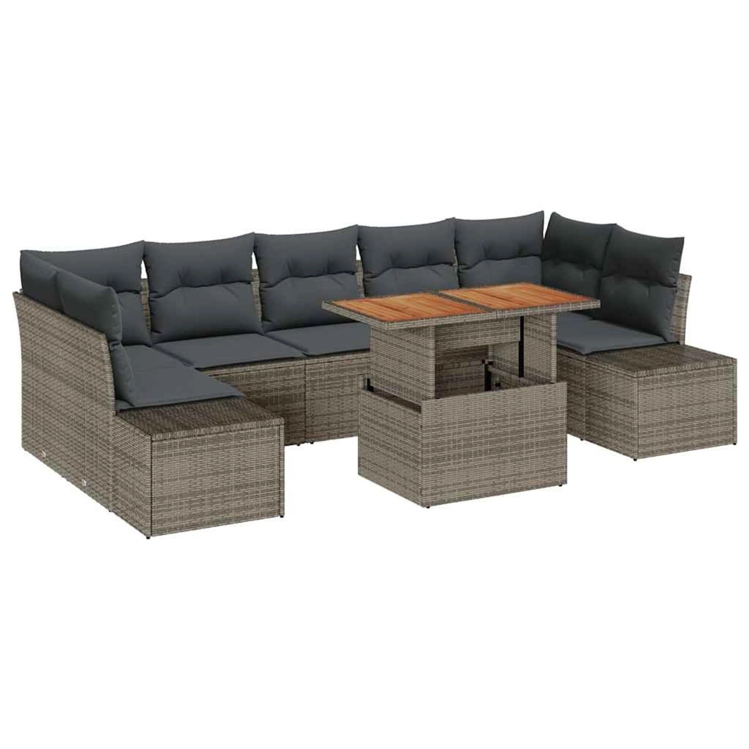 vidaXL 8-Teiliges Garten-Sofa-Set mit Kissen in Grau aus Poly Rattan 335866 günstig online kaufen
