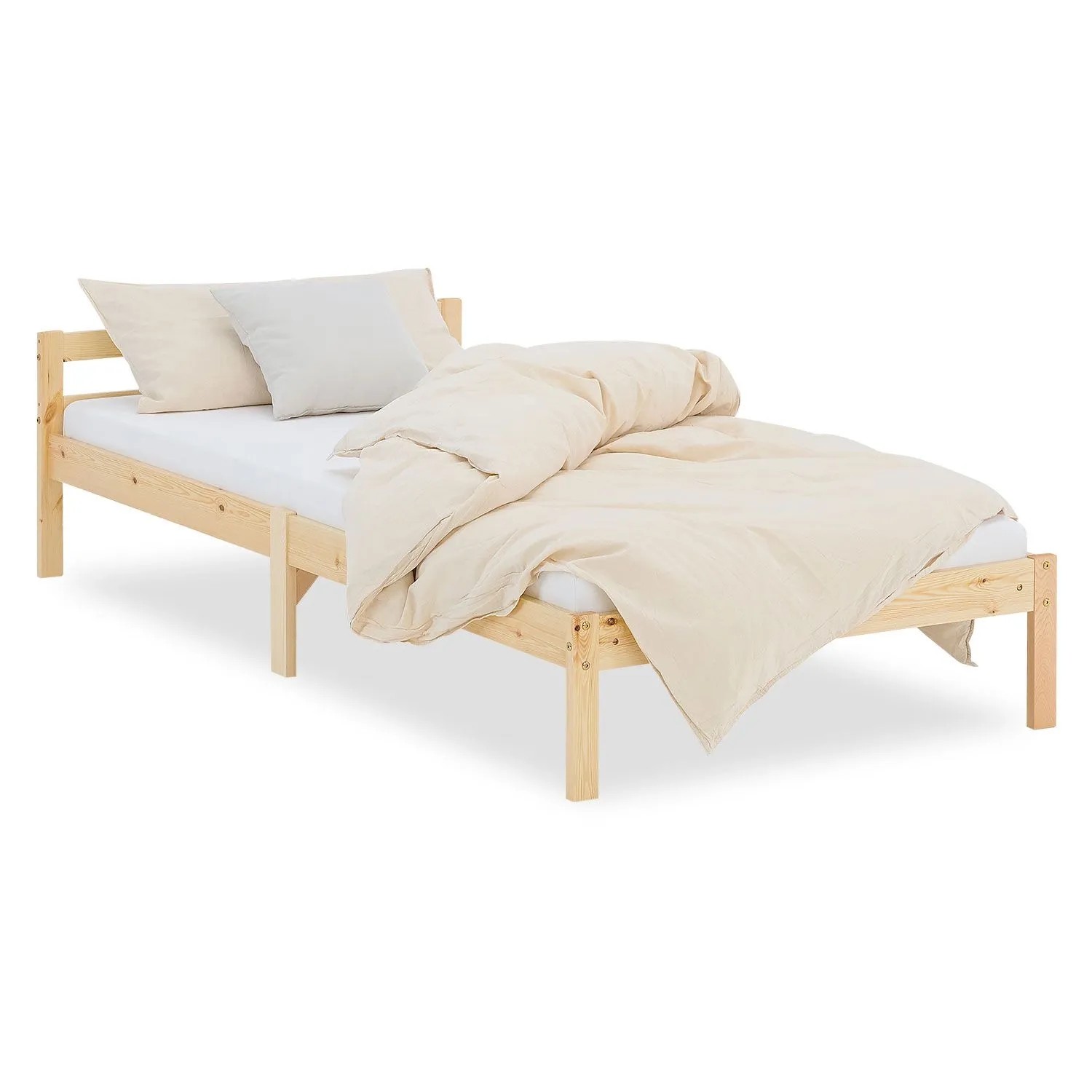 Homestyle4u Jugendbett Holzbett 90 x 200 cm Kinderbett natur Bett 888
