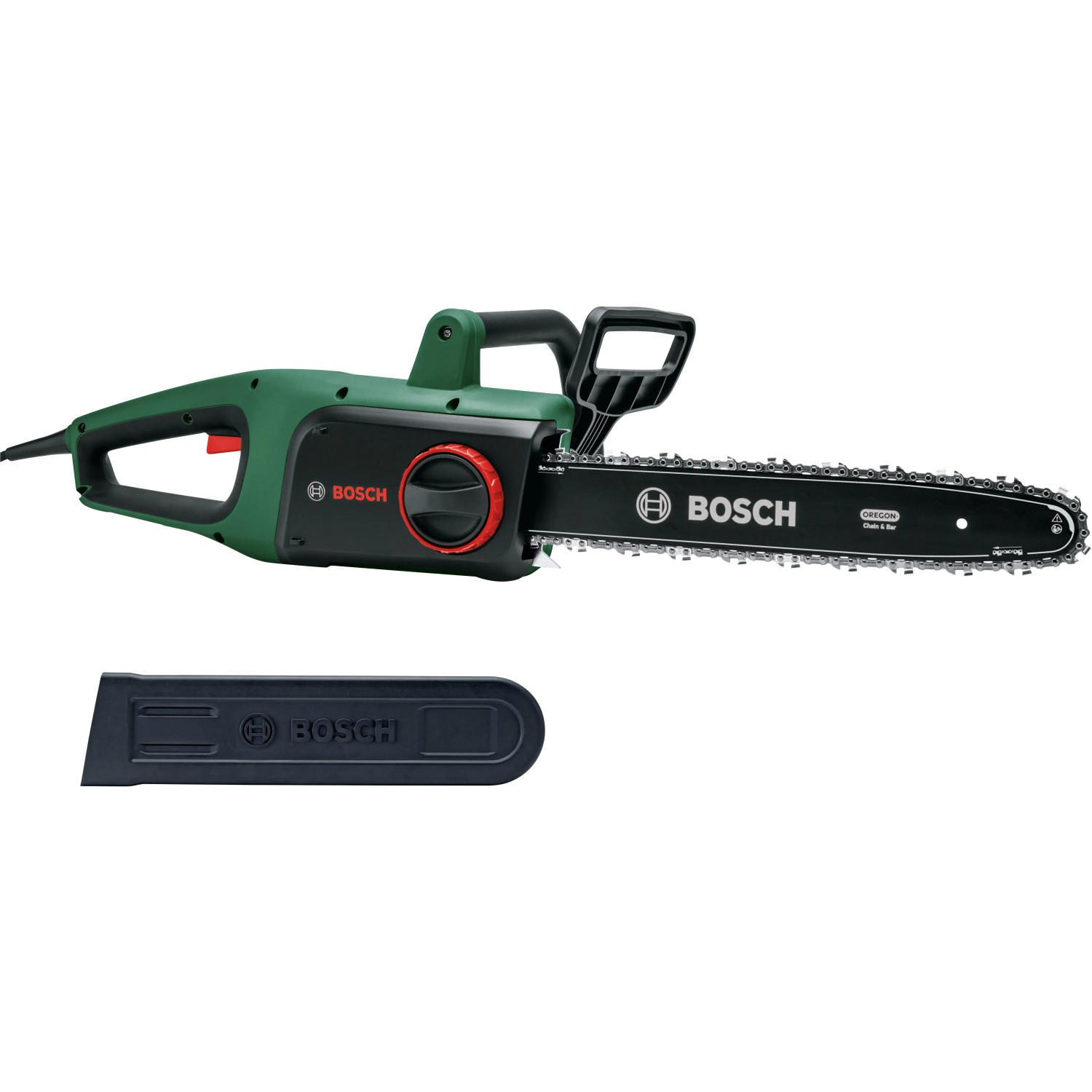 Bosch UniversalChain 35 Elektro-Kettensäge mit Kettenschutz.