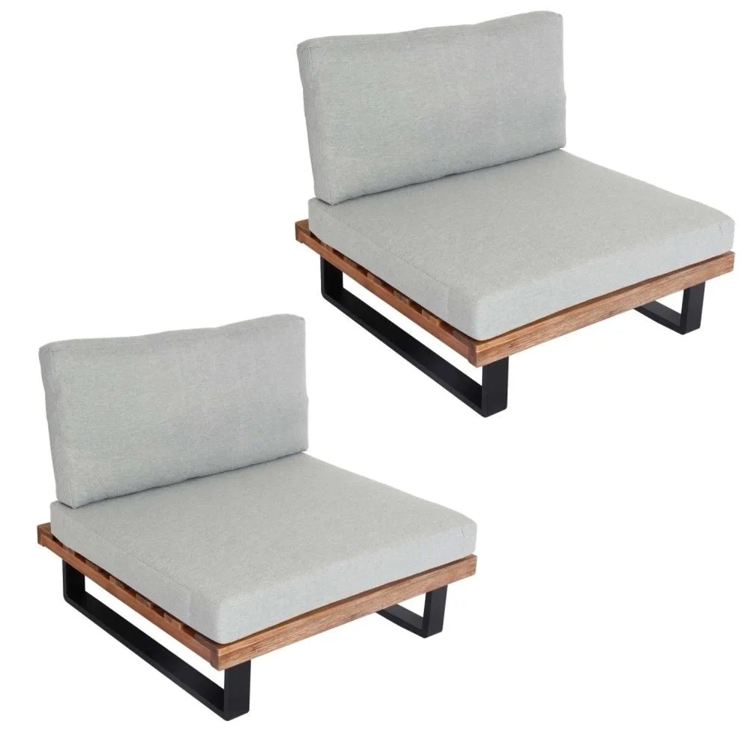 MCW Lounge-Sessel H54 2er-Set Hellbraun Polster Hellgrau