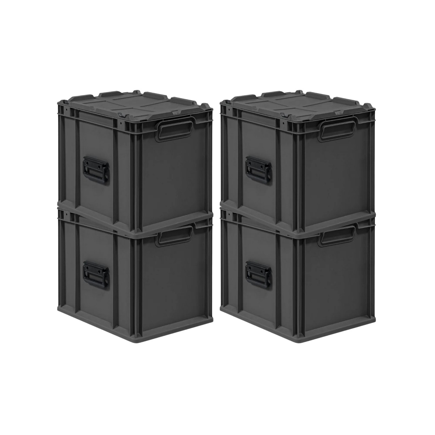 PROREGAL Supersparset 4x Eurobox Nextgen Portable HxBxT 33,5x30x40cm 30 Liter Schwarz Eurobehälter Transportbox Transportbehälter