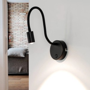 EASYLIGHT Wandlampe LED Flexarm Schalter Schwarz Zum Lesen