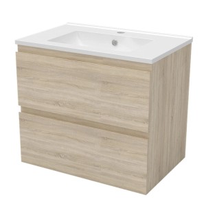 AICA Badmöbel-Set: Waschbecken mit Unterschrank, Eiche matt, 60 cm breit.