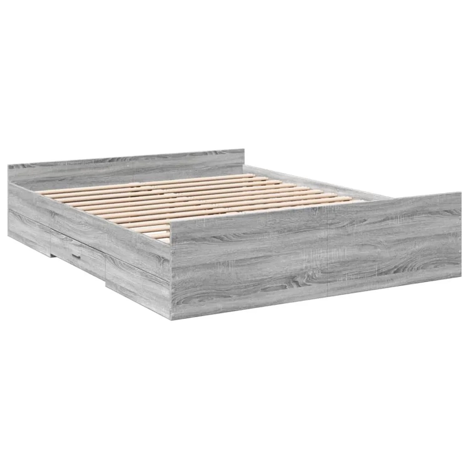 vidaXL Bettgestell mit Schubladen Grau Sonoma 140x200 cm Holzwerkstoff 3280 günstig online kaufen