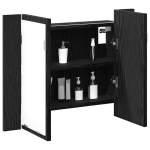 vidaXL Spiegelschrank in Schwarz Eichen-Optik, 60x12x45 cm, mit zwei Regalen.