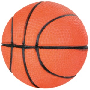 Jollypaw Ball aus Moosgummi, Ø 9cm, orange mit schwarzen Linien, für Apportierspiele.