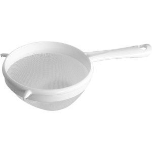 Weißes Fackelmann Sieb Arcadalina, 15 cm Durchmesser, aus Kunststoff, spülmaschinengeeignet.