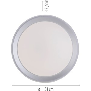Runde LED-Deckenleuchte LolaSmart-Leni in Silber, Durchmesser 51 cm.