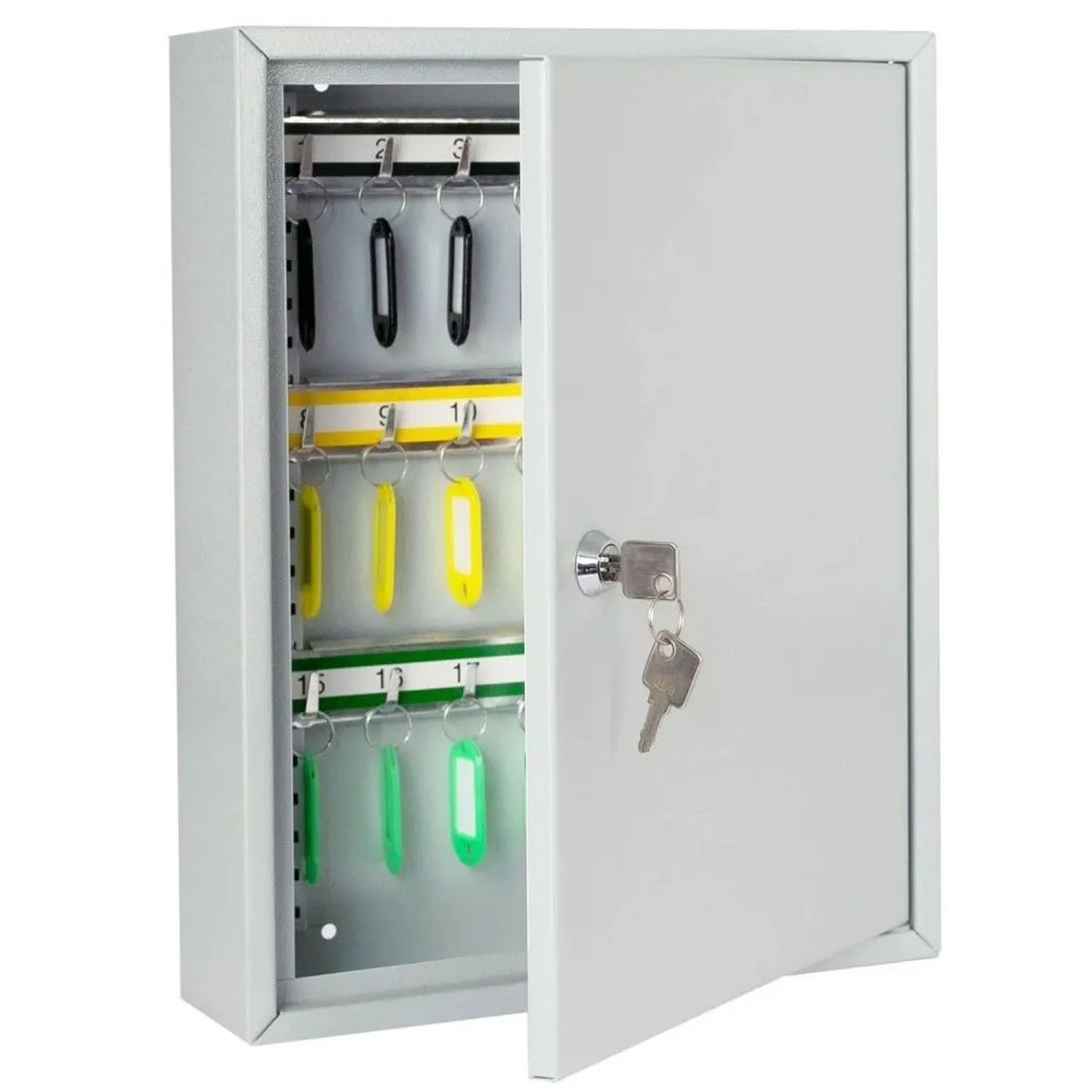 HMF 13542-07 Schlüsselschrank 42 Haken 35 x 27 x 8 cm Lichtgrau