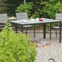 5-teilige Sitzgruppe Olivia in Grau mit Tisch und vier Stühlen aus Aluminium und Nonwood.