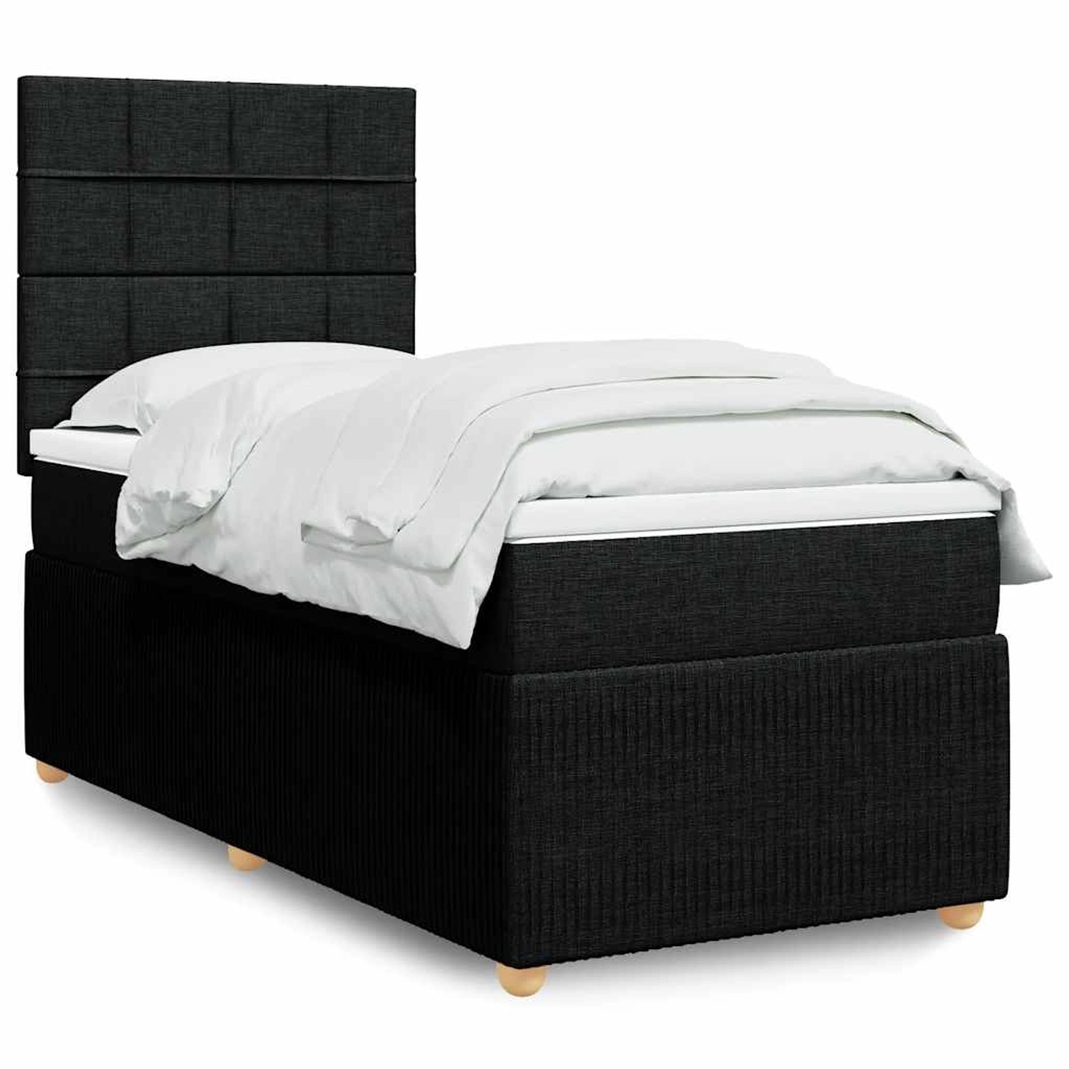 vidaXL Boxspringbett mit Matratze Schwarz 80x200 cm Stoff 3294185