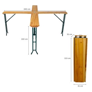 CHEFGASTRO Bierzelttisch XXL Klappbar Mit Schirmhalterung HxBxT 102x240x30cm Lackiertes Holz Für 20 Personen Stehtisch Quattro Biertisch Bartisch