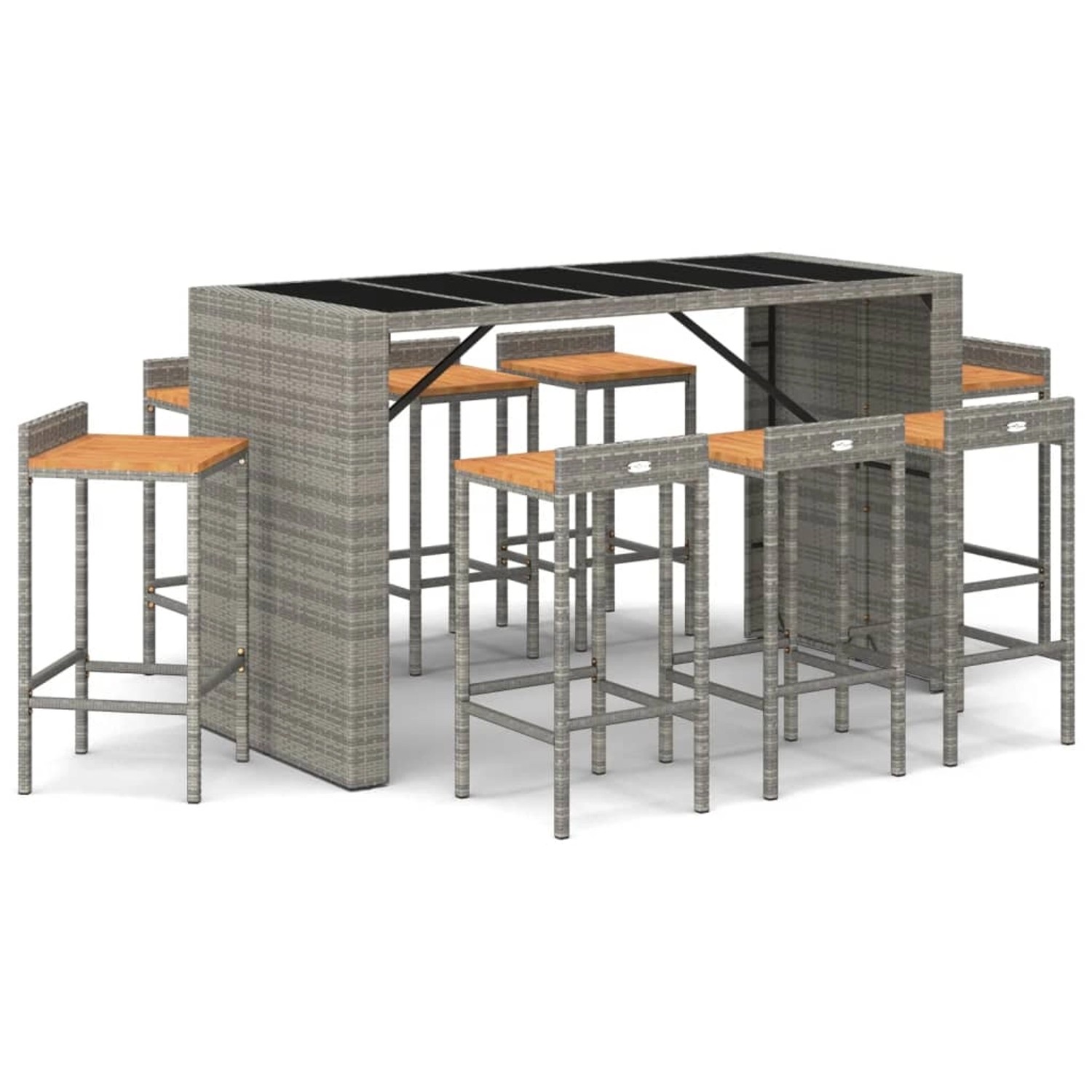 Vidaxl 9-tlg. Gartenbar-set Grau Poly Rattan & Massivholz Akazie günstig online kaufen