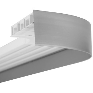 Bestlivings Vorhangschiene 240 cm mit Blende, grau. Gardinenschiene für Gardinen und Vorhänge.