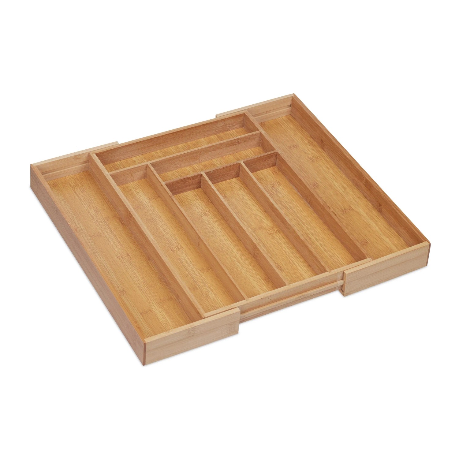 Relaxdays Besteckkasten Bambus Natur Ausziehbar Breitenverstellbar 5 cm x 32,5 cm bis 52 cm x 45,5 cm 1,7 kg