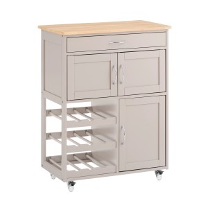 SoBuy Servierwagen FKW45-KA in Khaki mit Flaschenablagen, Schublade und Türen.