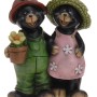 Lustige Maulwurf Deko-Figur, 14 cm, als Paar mit Blume, für die Gartendekoration.